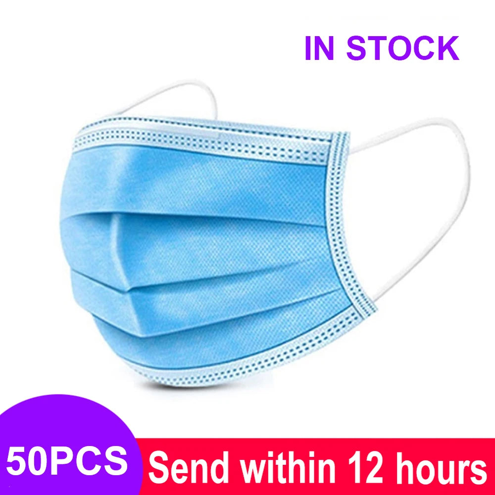 Mouth Masks 3-layer Anti-Dust Disposable Mascarillas Non Woven Meltblown Cloth Masks Elastic Ear Loop Face Mask Purest Peak